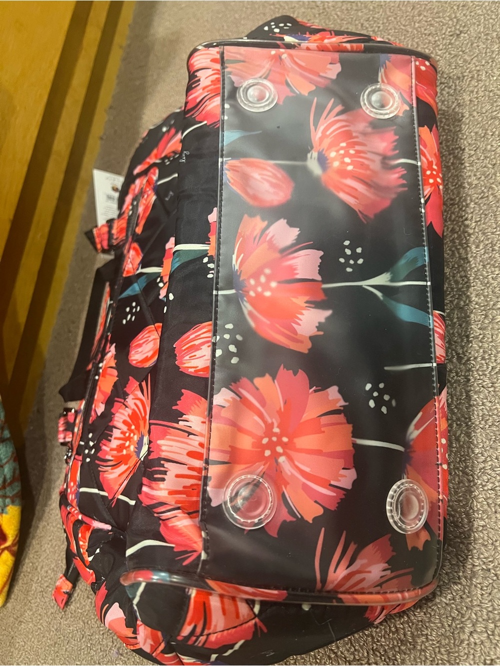 LUG Cabby SE Tote Bag- Pom Pom Floral Black NWT - Picture 3 of 8